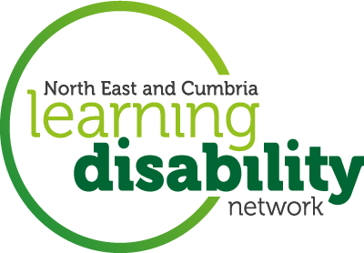 North East and Cumbria Learning Disability Network logo white background with green writing 